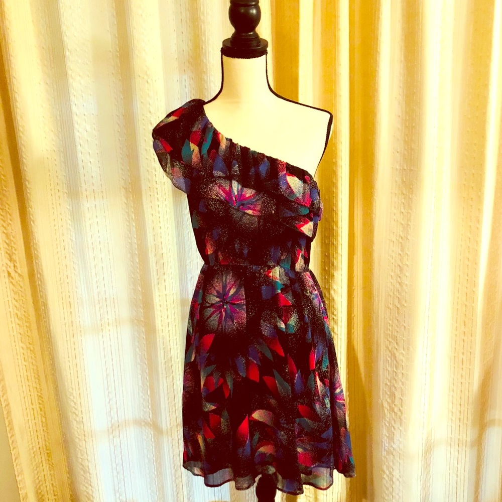 ❤️ NWOT Flounce **100% SILK** One Shoulder Dress